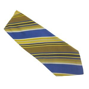 Vintage 1970s MCM Tate Browns Mens Striped Blue Gold 4" Necktie Made in USA‎